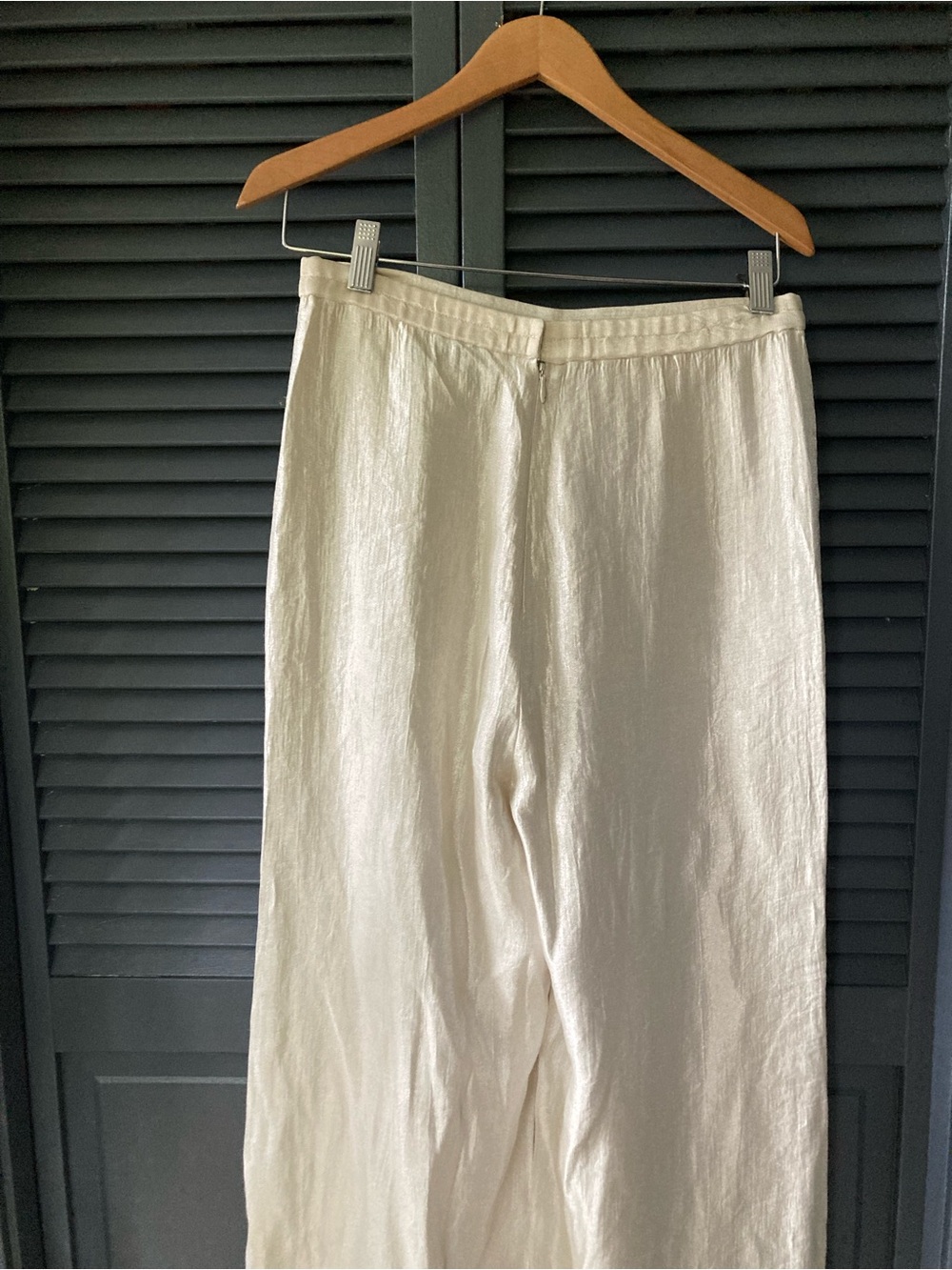 Victor Costa Soft Cream Satin-Look Pants - Picture 5 of 10